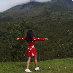 Reformation Red Floral Printed Mini